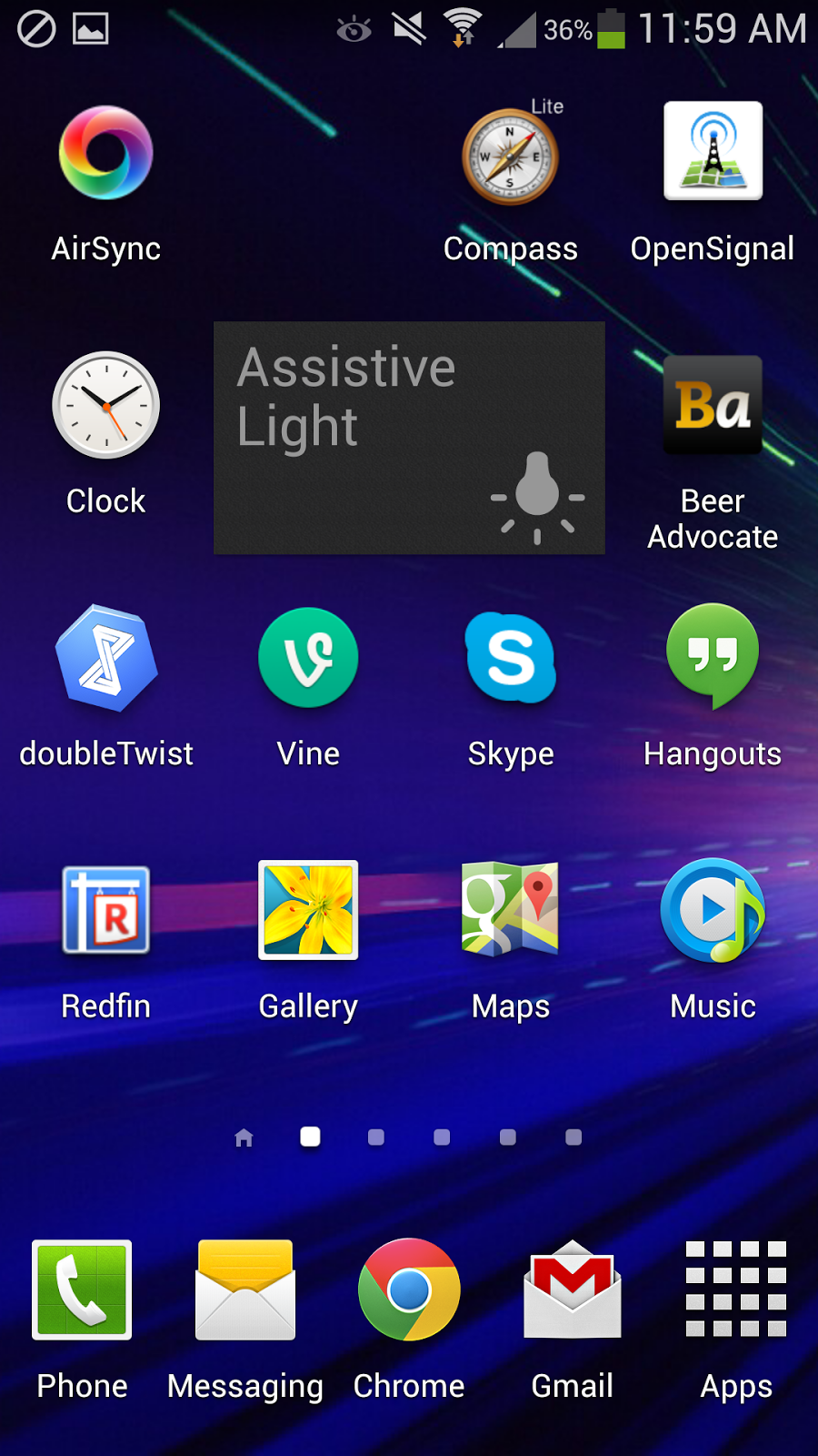Phone home screen showing apps