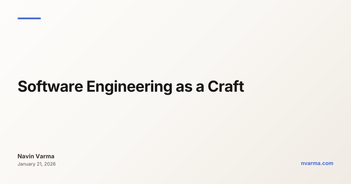 Software Engineering as a Craft