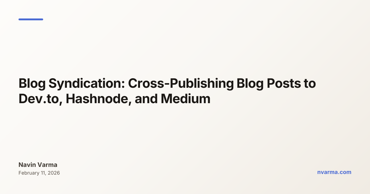 Blog Syndication: Cross-Publishing Blog Posts to Dev.to, Hashnode, and ...